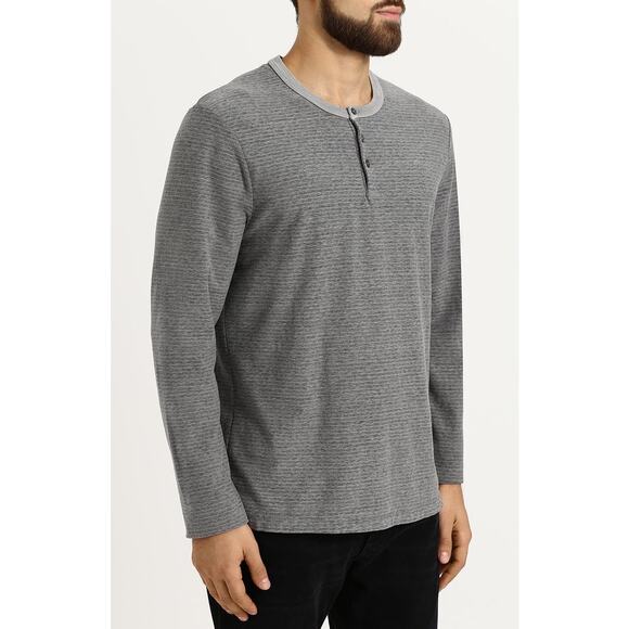 James Perse Fit Micro Stripe Henley Shir Pollock Pigment Mens Size 1 Small - Picture 1 of 9